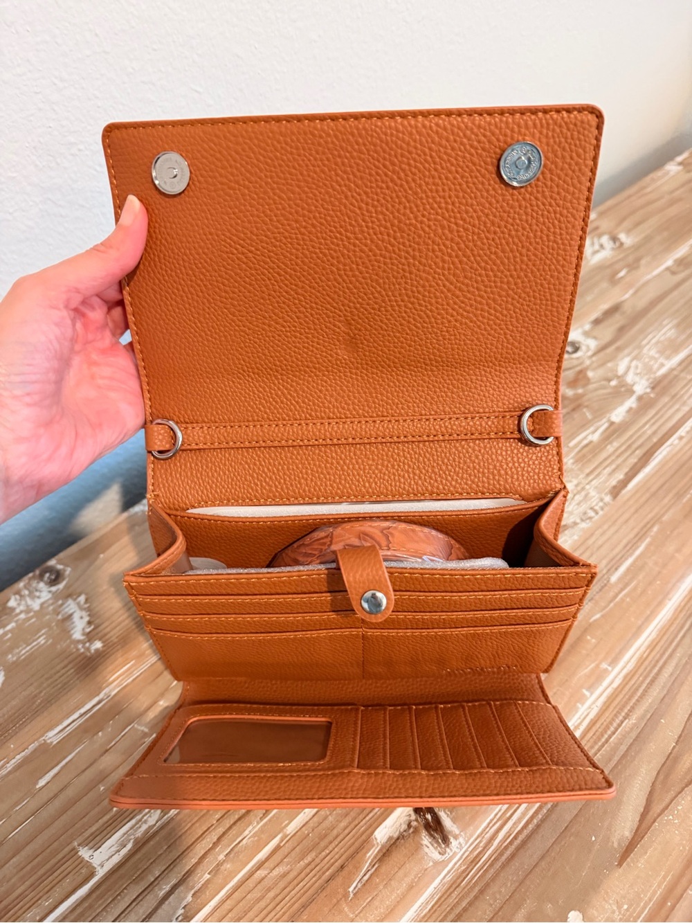 NWT Save the Girls Floral Embossed Camel Vegan Leather Crossbody Clutch - Picture 4 of 10